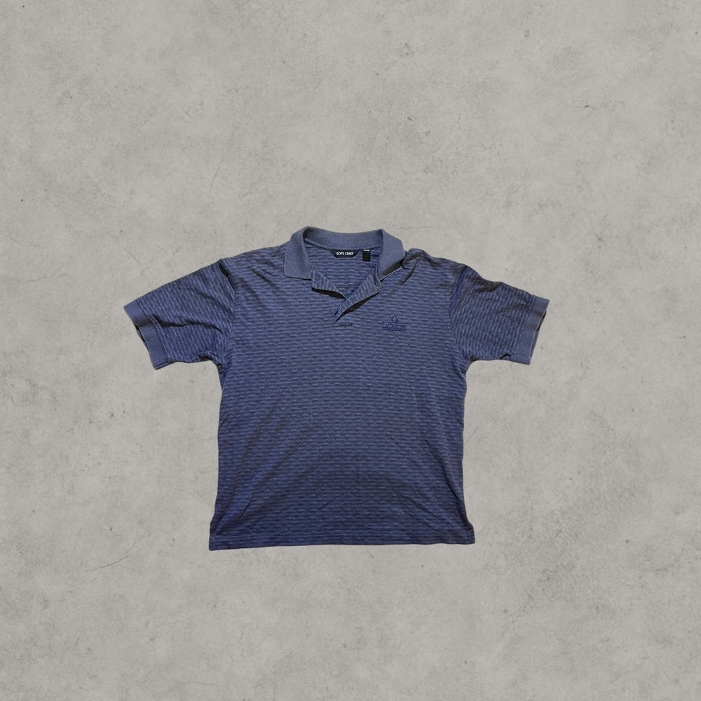 Sope Creek Mens Blue Textured Cotton Polo Shirt La Cantera Golf Size M